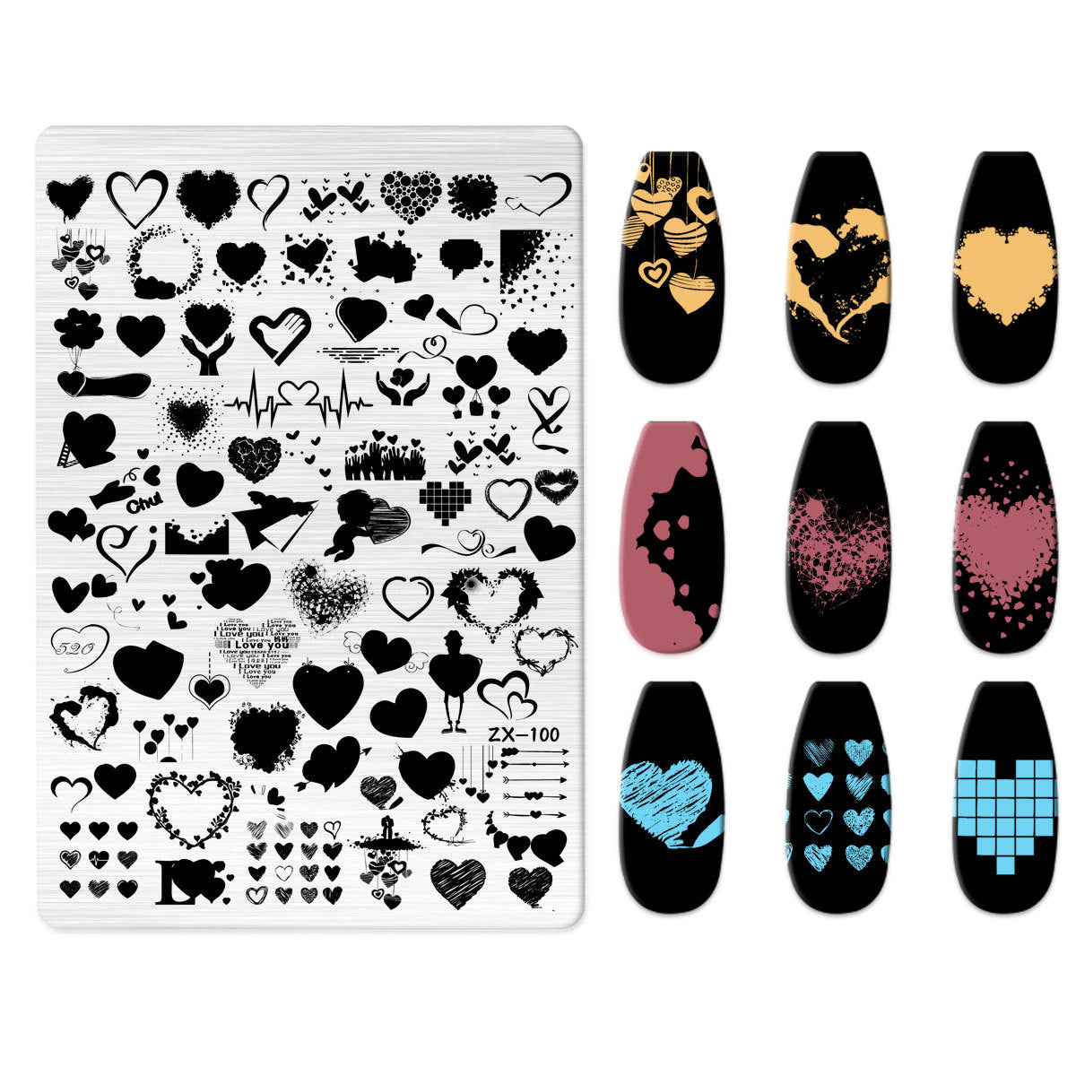 Heart theme Nail Art Stamping Plate for DIY Manicure Salon Design Supplies Tools