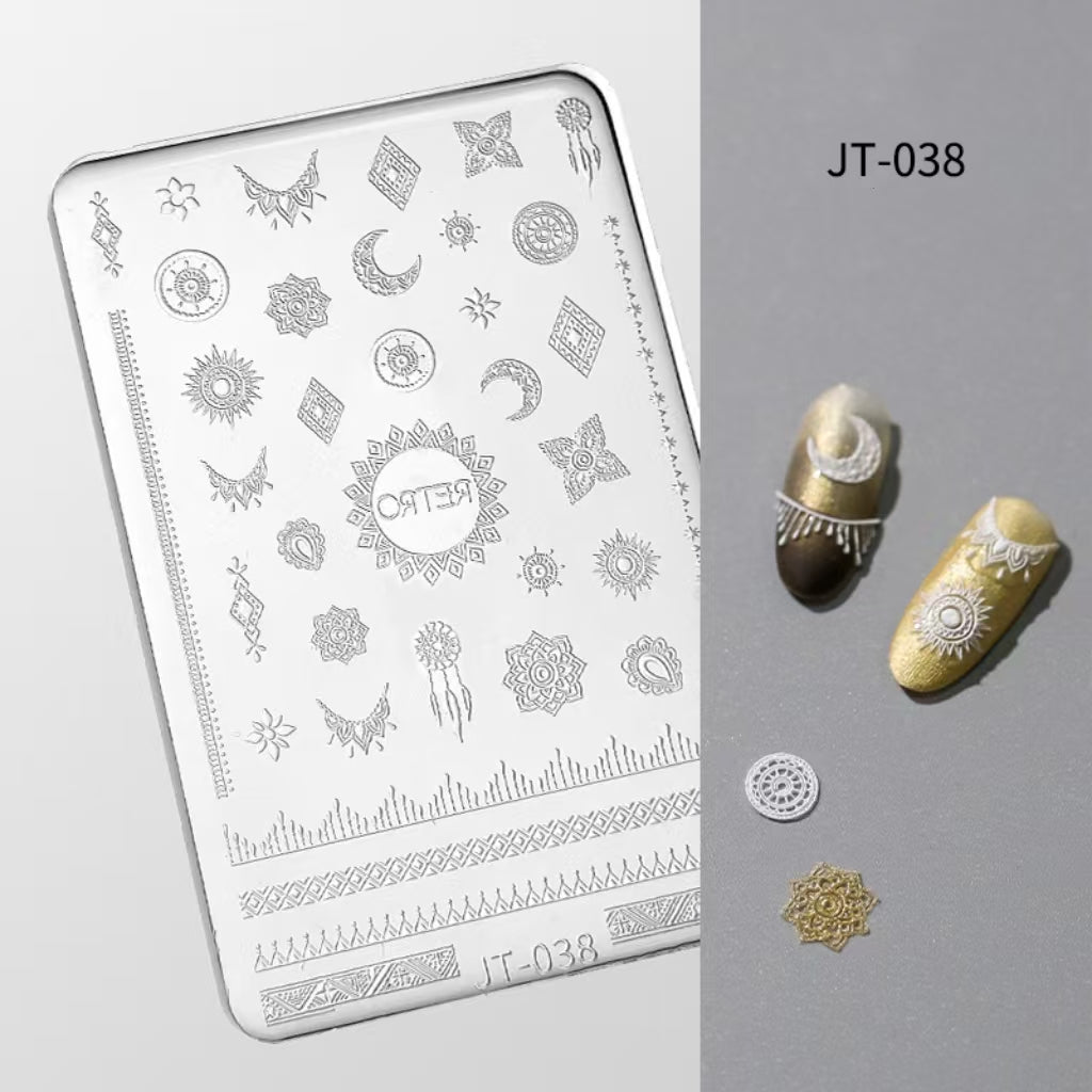 Lace Silicone Mold -Shallow Groove for 3D Effect Embossed Stickers, Nail Art Decoration Carving Templates for DIY Precise Pattern
