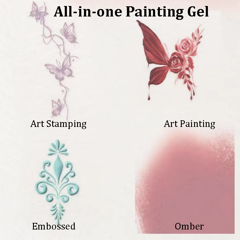 5 Colors 8g Painting Stamping Nails Art Gel for Gradient Ombre French Tip Effect with Sponge Brush