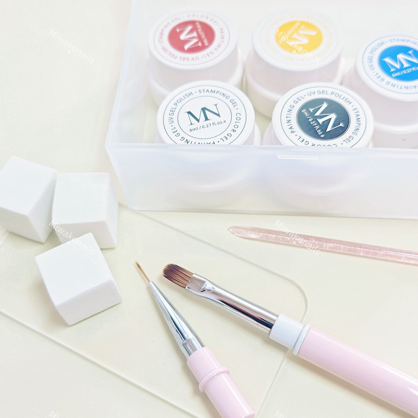 Beginner Nail Gel Kit with Handheld UV Light and Tool - 5 Colors Nail Gel Set with Base and Matte & Glossy Top Coat and Shaping File, Cuticle Tool, Nail Art Brush, Rhinestone Tool
