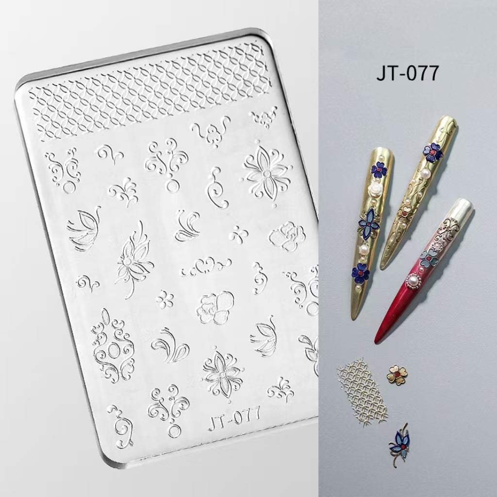 Lace Silicone Mold -Shallow Groove for 3D Effect Embossed Stickers, Nail Art Decoration Carving Templates for DIY Precise Pattern