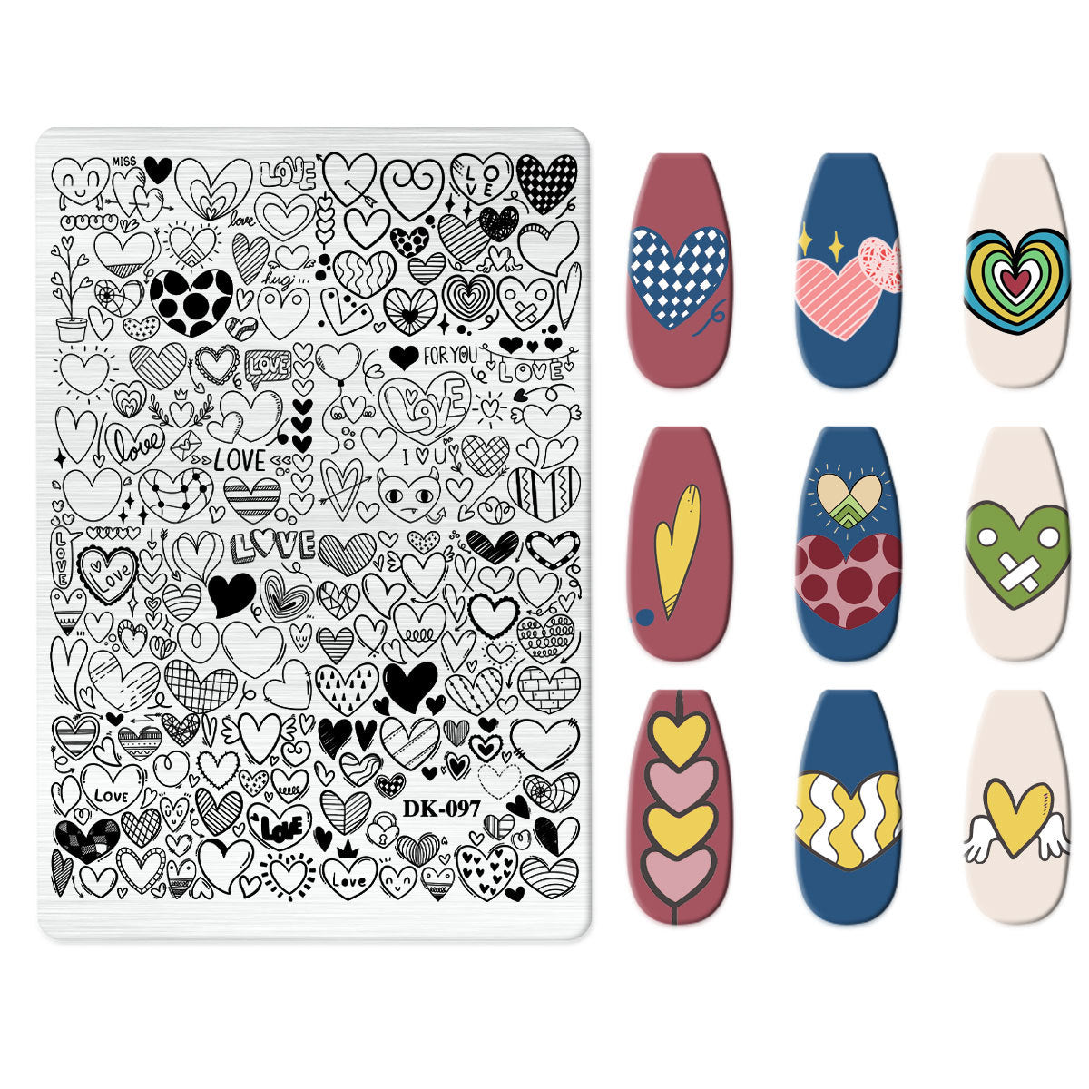 Heart theme Nail Art Stamping Plate for DIY Manicure Salon Design Supplies Tools