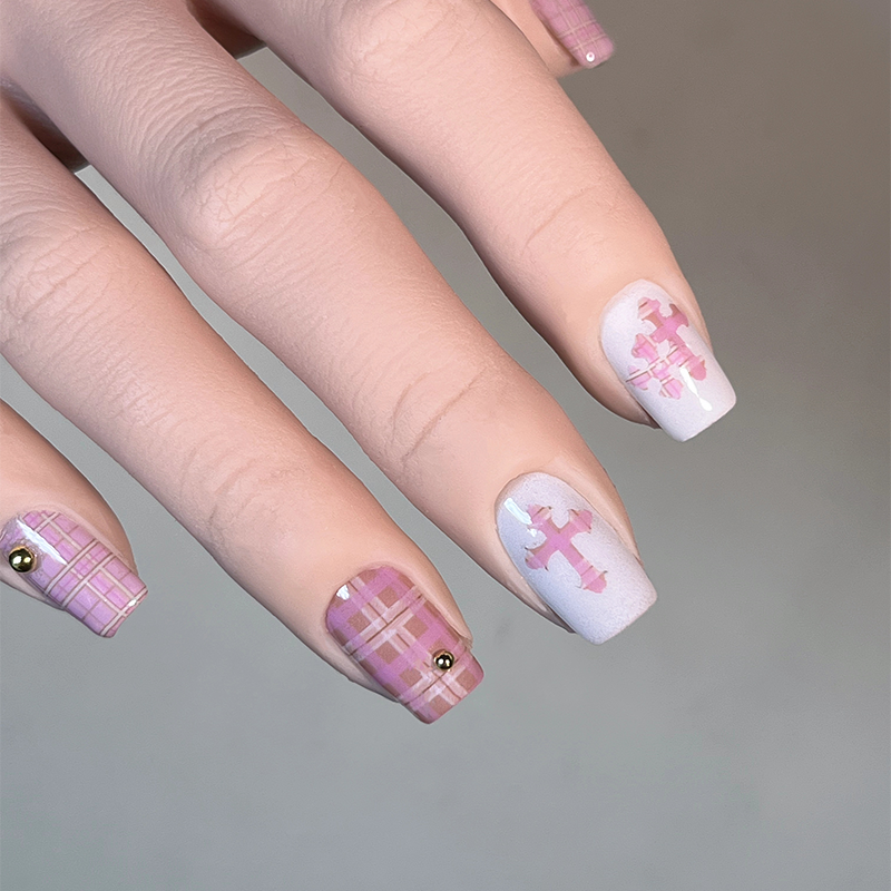 DIY plaid cross stickers