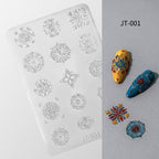 Bohemian Silicone Mold - Shallow Groove for 3D Effect Embossed Stickers, Nail Art Decoration Carving Templates for DIY Precise Pattern