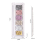 Glitter Mud for Beginner Professional-6 Colors Solid Foil Pigment Reflective Charm Fairy Dust Powder Flakes for Nails