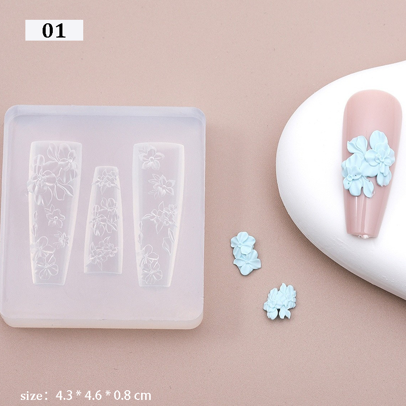 Floral Silicone Mold - 5D Nail Art Charm Sculpture Decoration Carving Templates for DIY Precise Pattern
