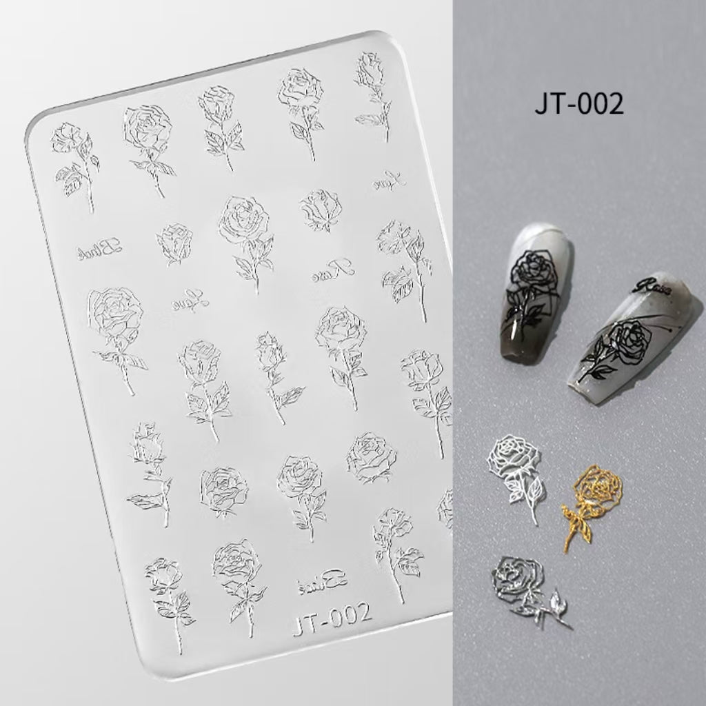 Flower Silicone Mold - Shallow Groove for 3D Effect Embossed Stickers, Nail Art Decoration Carving Templates for DIY Precise Pattern