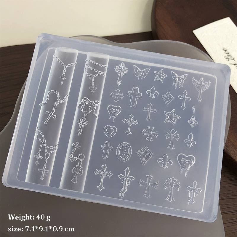 Cross Silicone Mold - 5D Nail Art Charm Sculpture Decoration Carving Templates for DIY Precise Pattern