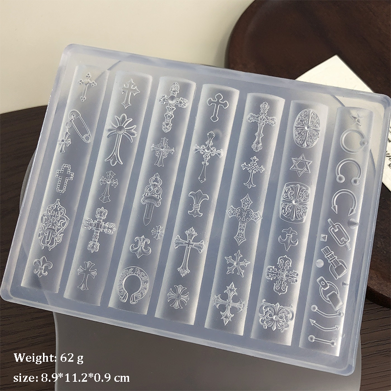 Cross Silicone Mold - 5D Nail Art Charm Sculpture Decoration Carving Templates for DIY Precise Pattern