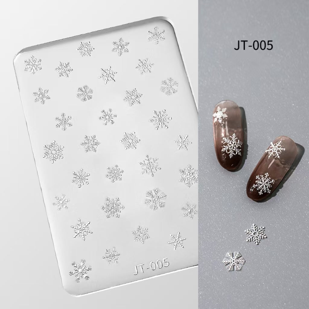 Snowflake 3D Shallow Embossed Mold - Sweater Cherry Cute Style 3D Nail Art Sticker Effect Silicone Groove Carving Templates for DIY Precise Pattern