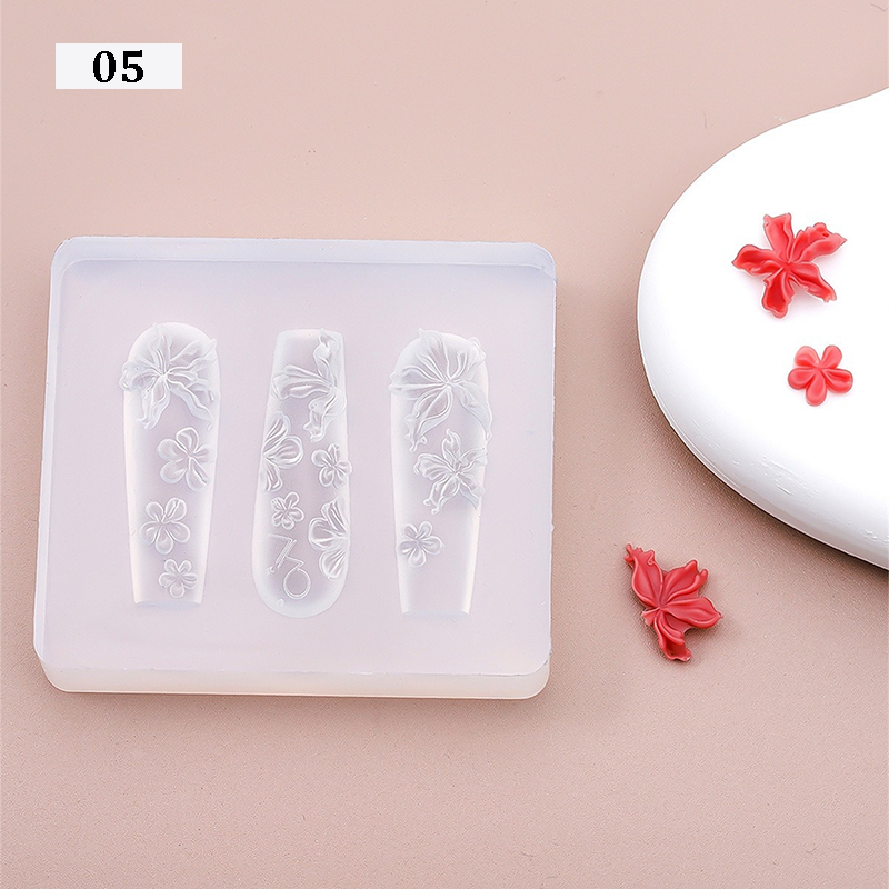 Floral Silicone Mold - 5D Nail Art Charm Sculpture Decoration Carving Templates for DIY Precise Pattern