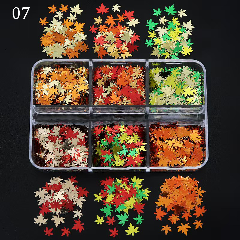 Maple Leaf Sequins - Thin 6 Colors 3D Holographic Colorful Nail Art Glitter Supplies for Nails DIY Decorations