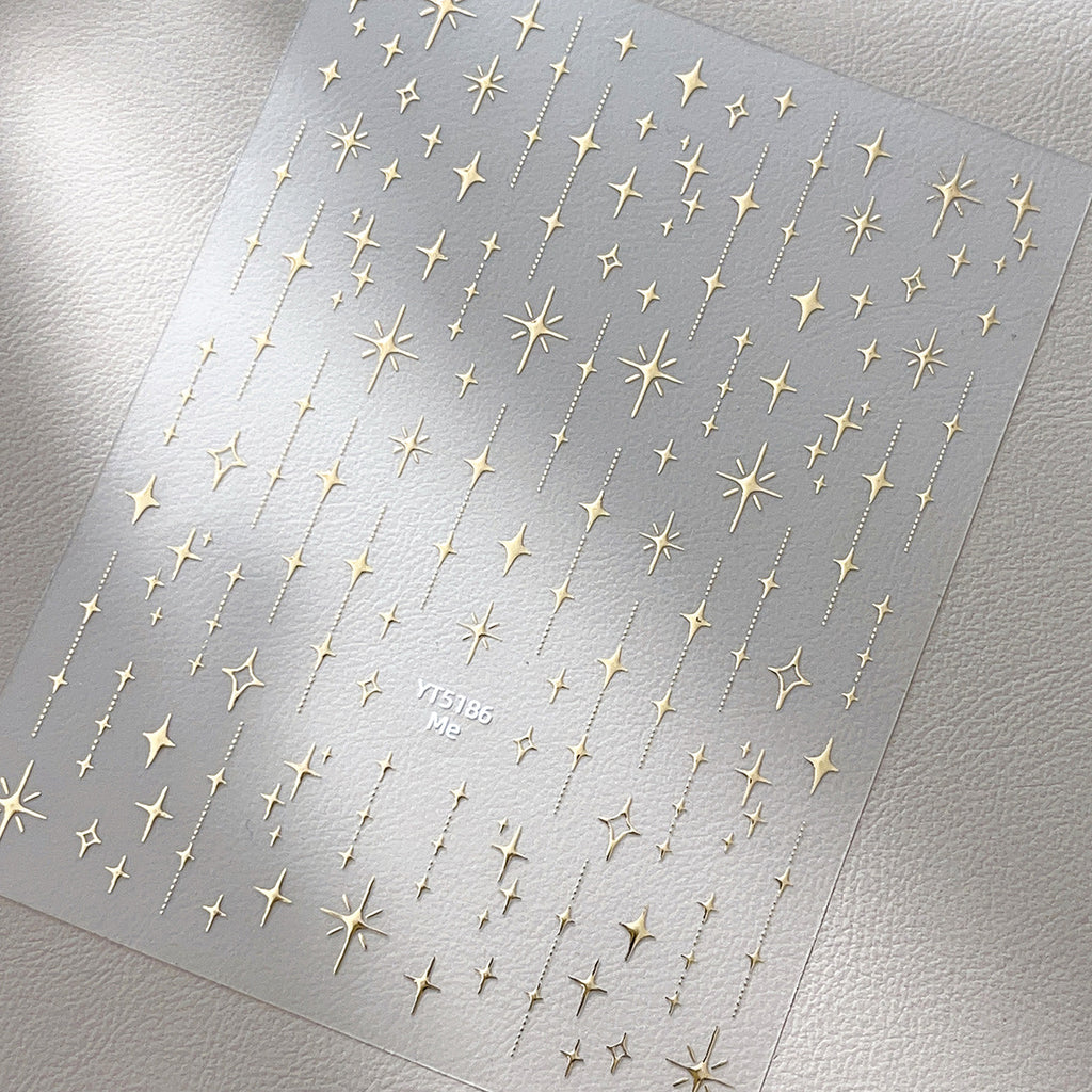 Cross Star Self-Adhesive Stickers - 3D  Ultra-thin Metallic Sheen Decals for Nail Art Decoration