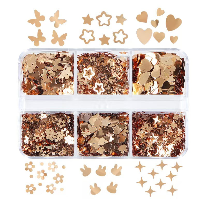 Whimsical Sequins - Thin Multiple Design Rabbits Butterflies Hearts Stars Flowers 3D Holographic Colorful Nail Art Glitter Supplies for Nails DIY Decorations