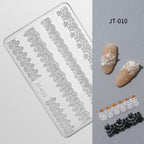 Lace Silicone Mold -Shallow Groove for 3D Effect Embossed Stickers, Nail Art Decoration Carving Templates for DIY Precise Pattern