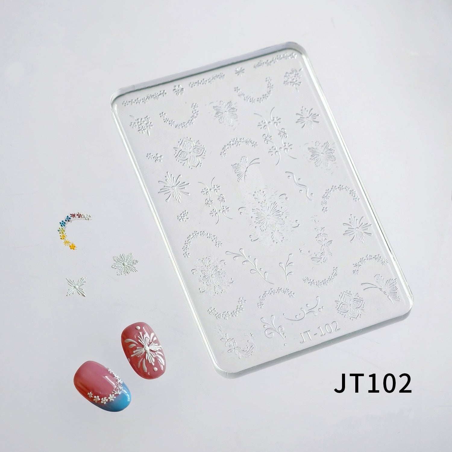 Flower Silicone Mold - Shallow Groove for 3D Effect Embossed Stickers, Nail Art Decoration Carving Templates for DIY Precise Pattern