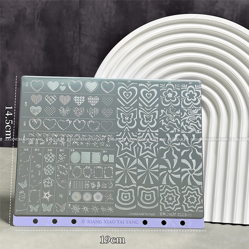 Extra-Large Stamping Plate Collection -Cute Cartoon Punk Graffiti Minimalist Futuristic Style Nail Art for DIY Manicure Salon Design Supplies Tools