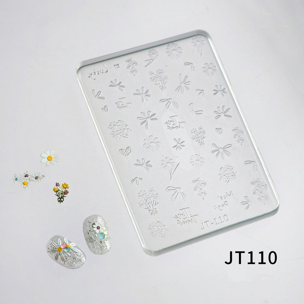 Flower Silicone Mold - Shallow Groove for 3D Effect Embossed Stickers, Nail Art Decoration Carving Templates for DIY Precise Pattern