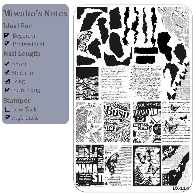 Words Stamping Plate - Gothic Cute Font Text Letter Nail Art for DIY Manicure Salon Design Supplies Tools