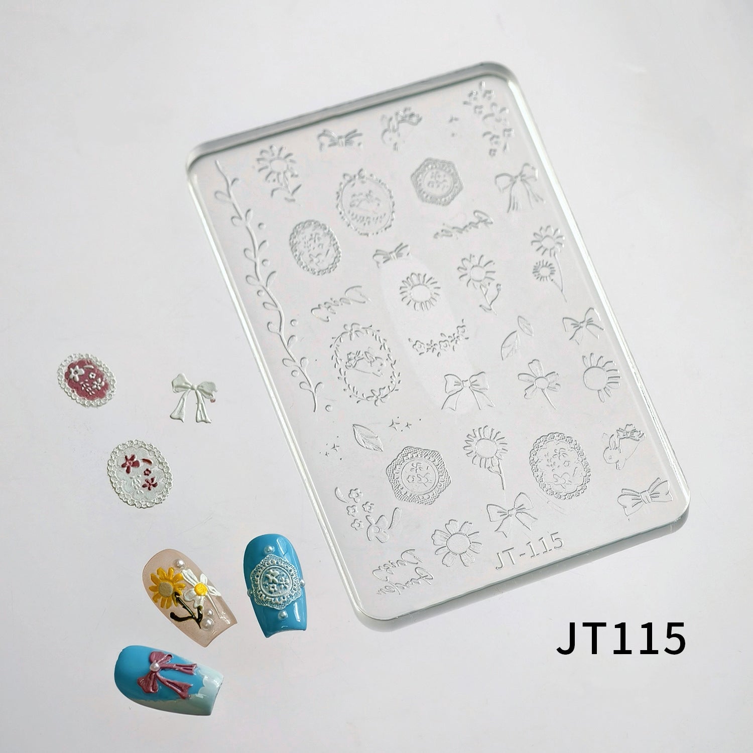 Flower Silicone Mold - Shallow Groove for 3D Effect Embossed Stickers, Nail Art Decoration Carving Templates for DIY Precise Pattern