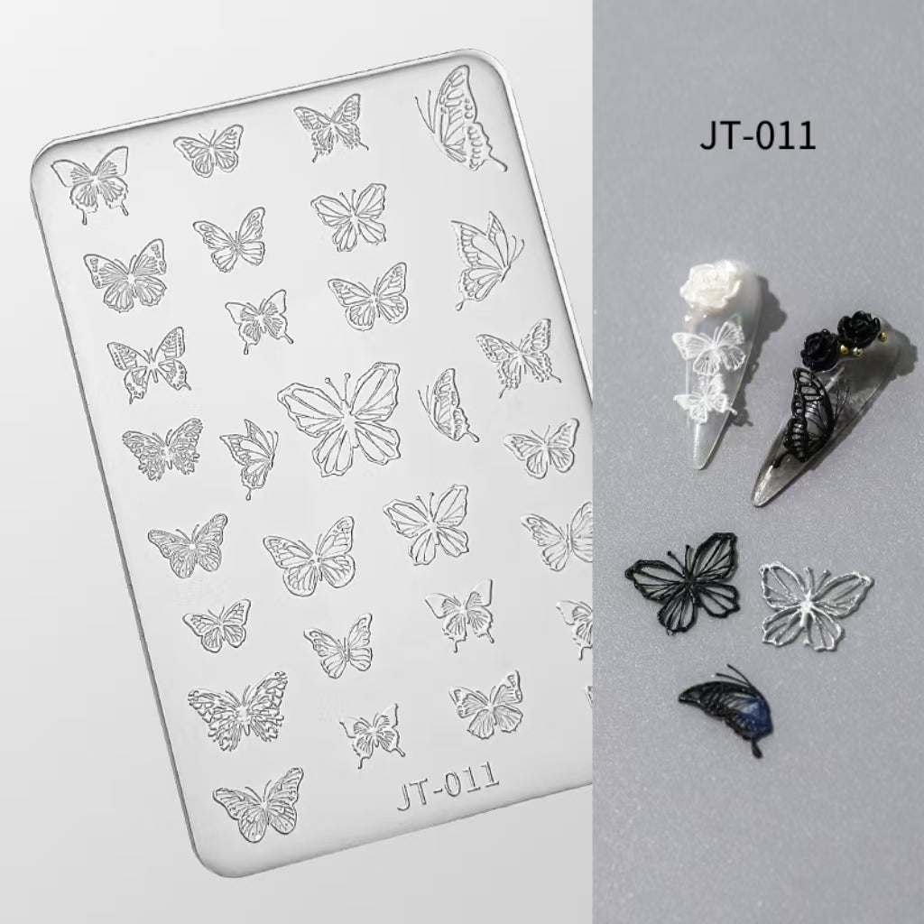 Butterfly Silicone Mold -Shallow Groove for 3D Effect Embossed Stickers, Nail Art Decoration Carving Templates for DIY Precise Pattern
