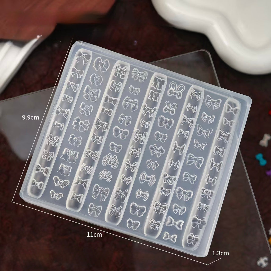 Bow Silicone Mold - Deep Groove for 3D Effect Charms, Nail Art Decoration Carving Templates for DIY Precise Pattern