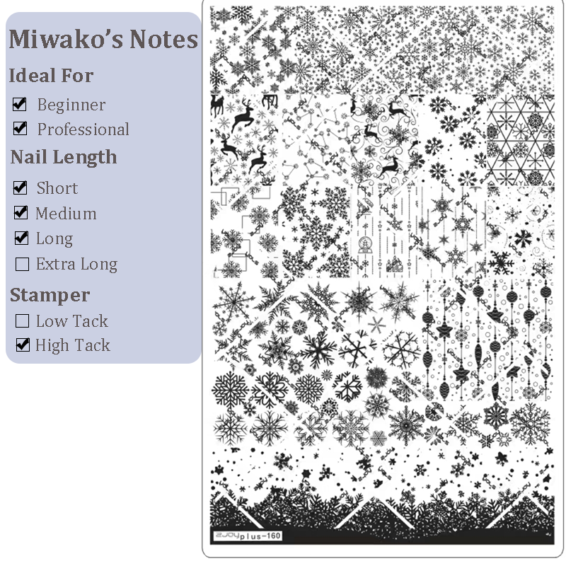 Christmas Stamping Plate - Snowflake Bell Reindeer Tree Nail Art for DIY Manicure Salon Design Supplies Tools