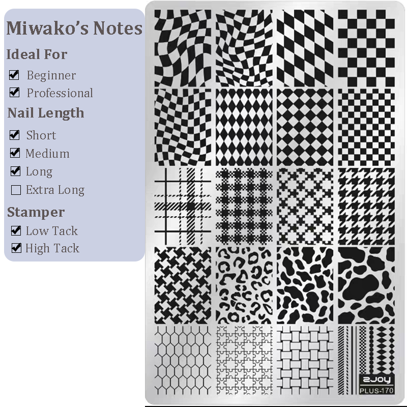 Plaid Stamping Plate - Argyle Houndstooth Nail Art for DIY Manicure Salon Design Supplies Tools