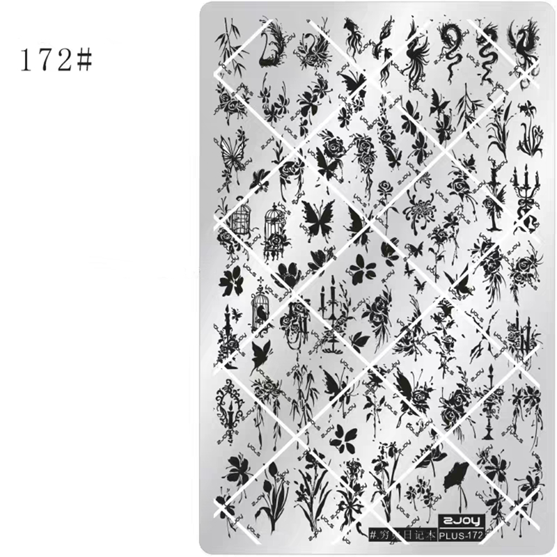 Floral Stamping Plate - Camellia Gardenia Orchid Iris Cute-style Nail Art for DIY Manicure Salon Design Supplies Tools