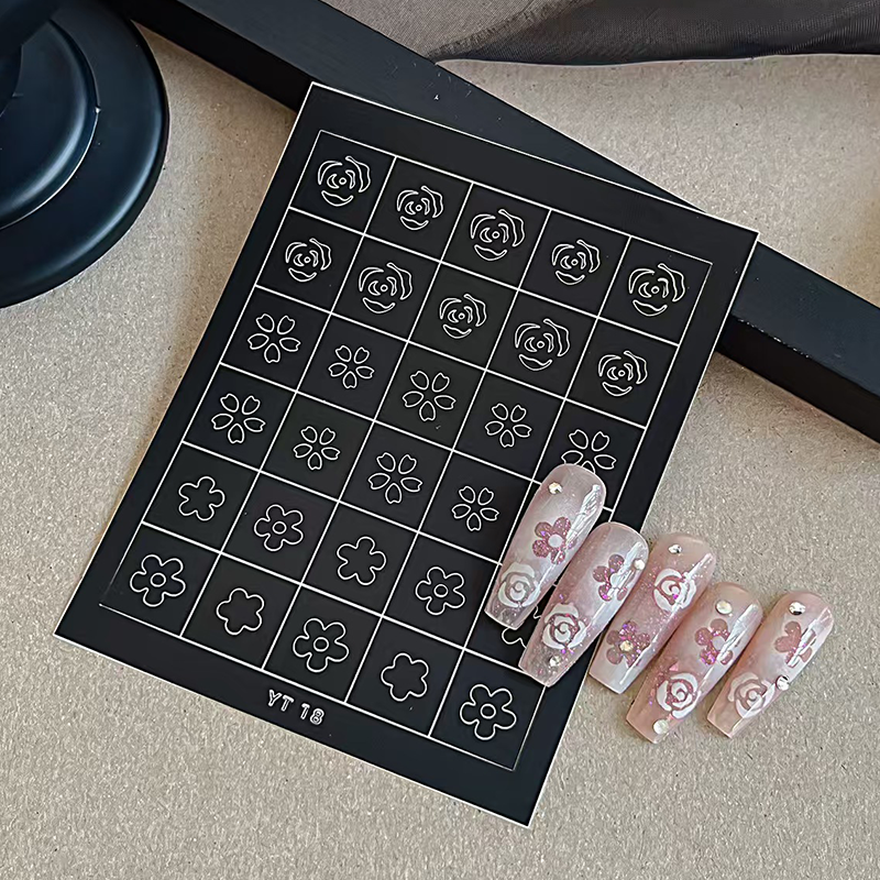 Flower Nail Stencils Stickers for Nail Art Hollow Nail Guides Decals Templates Supplies