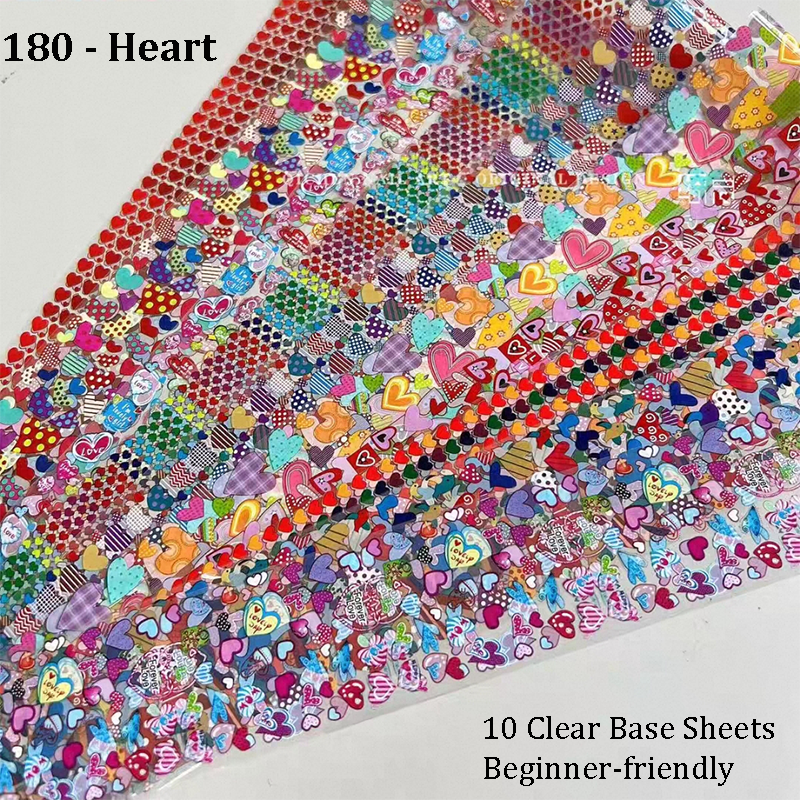 Heart Foil Transfer - 10 Rolls/1 Box Valentine's Day Nail Art Decals for DIY Decorations Supplies Design