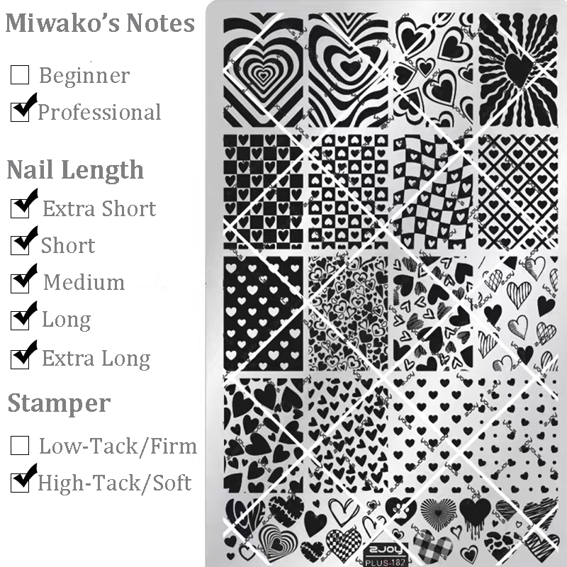 Heart Bow Stamping Plate - Collage Cute Style Nail Art for DIY Manicure Salon Design Supplies Tools