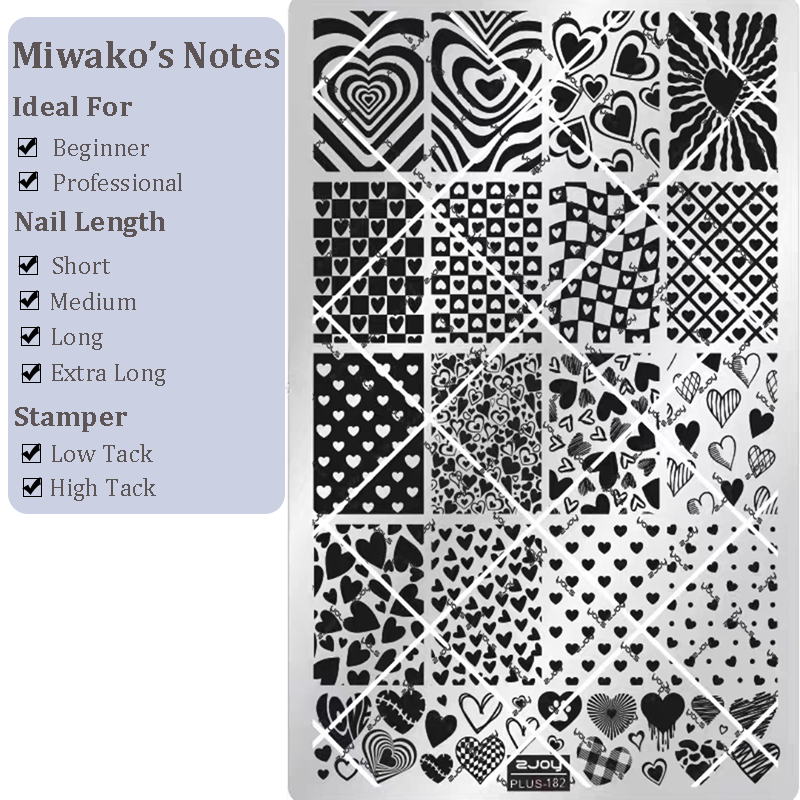 Heart Stamping Plate - Collage Cute Style Nail Art for DIY Manicure Salon Design Supplies Tools