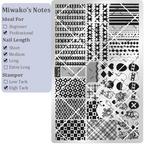 Cute Style Plaid Stamping Plate - Star Heart Bow Apple Flower Collage Nail Art for DIY Manicure Salon Design Supplies Tools