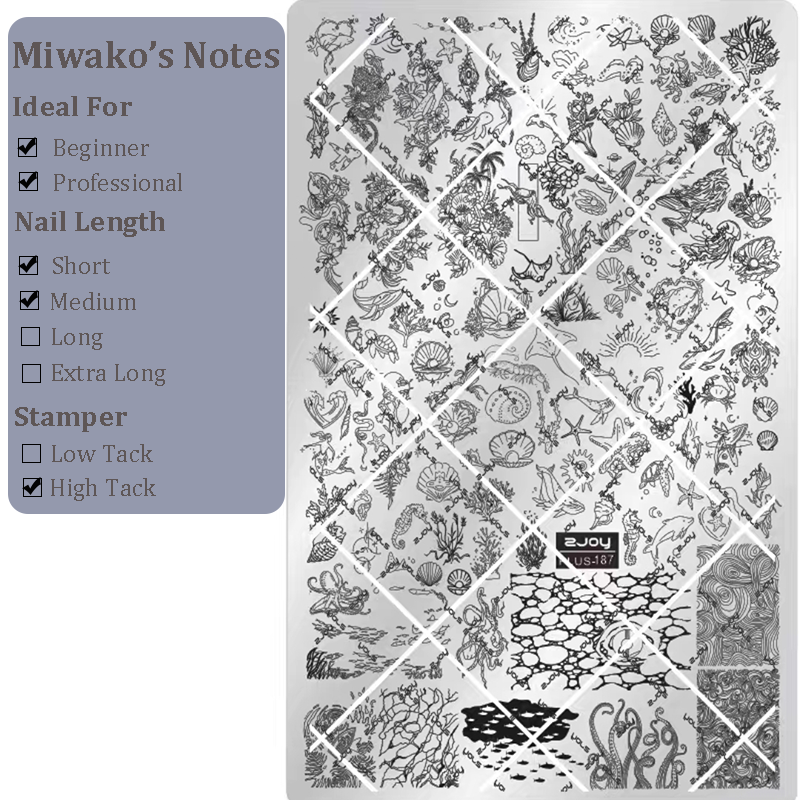 Ocean-themed Stamping Plate -Vacation style Nail Art for DIY Manicure Salon Design Supplies Tools