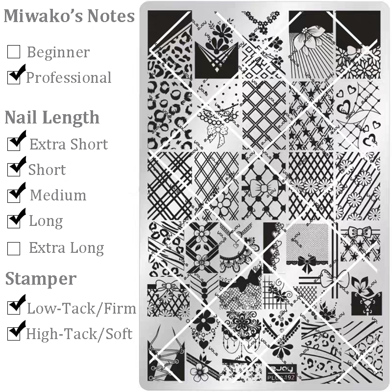 Cute Style Plaid Stamping Plate- Star Heart Bow Apple Flower Collage Nail Art for DIY Manicure Salon Design Supplies Tools