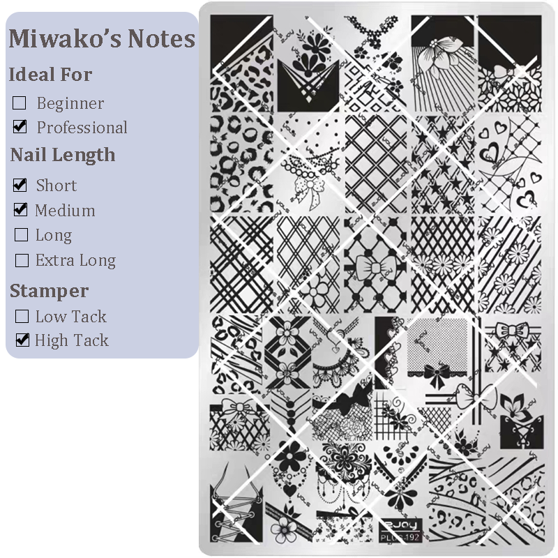 Cute Style Plaid Stamping Plate - Star Heart Bow Apple Flower Collage Nail Art for DIY Manicure Salon Design Supplies Tools