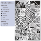 Cute Style Plaid Stamping Plate - Star Heart Bow Apple Flower Collage Nail Art for DIY Manicure Salon Design Supplies Tools