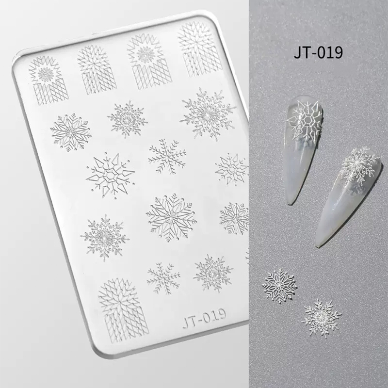 Snowflake 3D Shallow Embossed Mold - Sweater Cherry Cute Style 3D Nail Art Sticker Effect Silicone Groove Carving Templates for DIY Precise Pattern