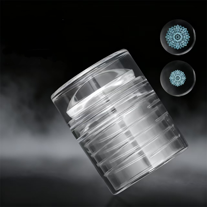 Rotatable Nail Art Stamper for Beginner Professional- 40mm Clear Silicone Stamping Jelly with Scraper, Adjustable Pattern Size for DIY Salon, French Tip