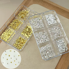 Pentagram Charm - 6-Grid Metallic Alloy Star Nail 3D Art Accessories Easy-to-Apply for Beginner Professional Creative Eye-Catching Manicures