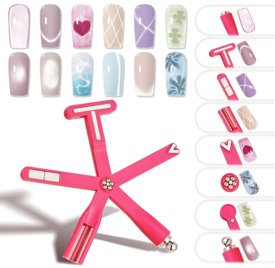8 in 1 Nail Magnet for Beginner Professional - Cat-Eye Magnet Wand Tool for Nail Art
