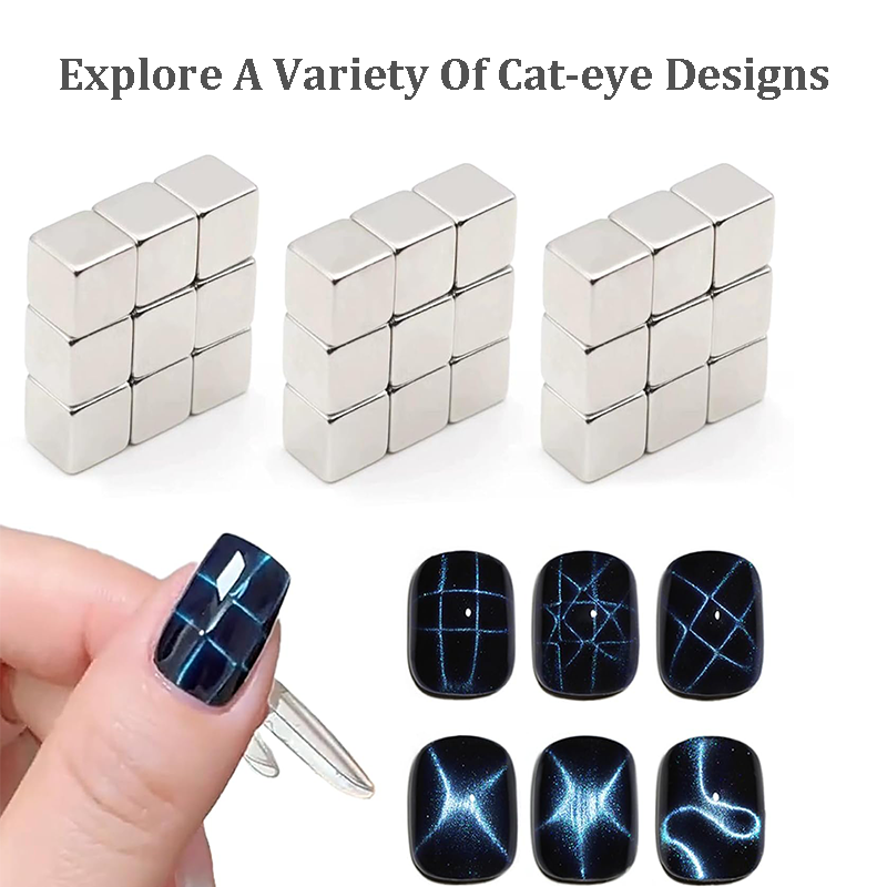 27Pcs Nail Magnet Squares for Beginner Professional - Grid Diagonals Pattern Designs Cat Eye Magnet Tool for Nail Art