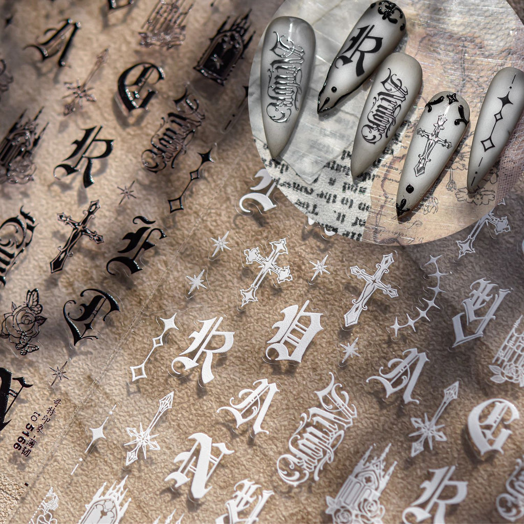 Ultra-Thin Stickers - Ultra-thin Cross Snake Skull Self-Adhesive Gothic Dark Romance Decals for Nail Art Decoration