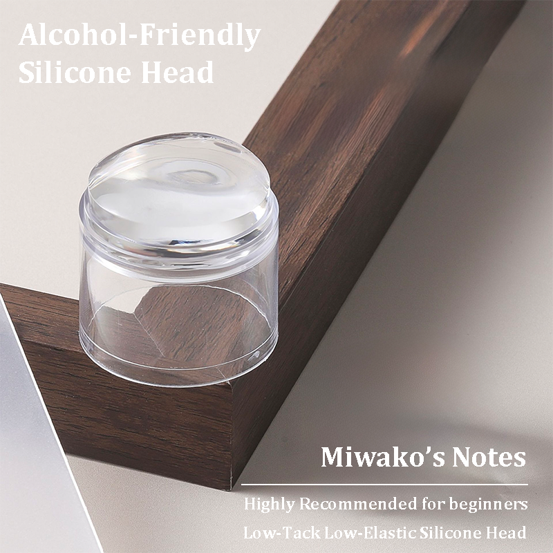 Stamper for Beginner - Low Tack Low Elastic 40mm Wider Lager Silicone with Cap, Transparent Visible Body, No Misplacement for Stamping DIY, French Tip