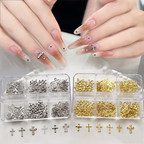 Cross Charm - 6-Grid Metallic Alloy Nail Accessories Easy-to-Apply for Creative Eye-Catching Manicures