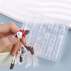 Christmas Silicone Mold - Deep Groove for 3D Nail Charm, Snowman Santa Reindeer Nail Art Sculpture Decoration Carving Templates for DIY Precise Pattern