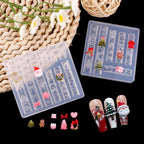 Christmas Silicone Mold - Deep Groove for 3D Nail Charm, Snowman Santa Reindeer Nail Art Sculpture Decoration Carving Templates for DIY Precise Pattern
