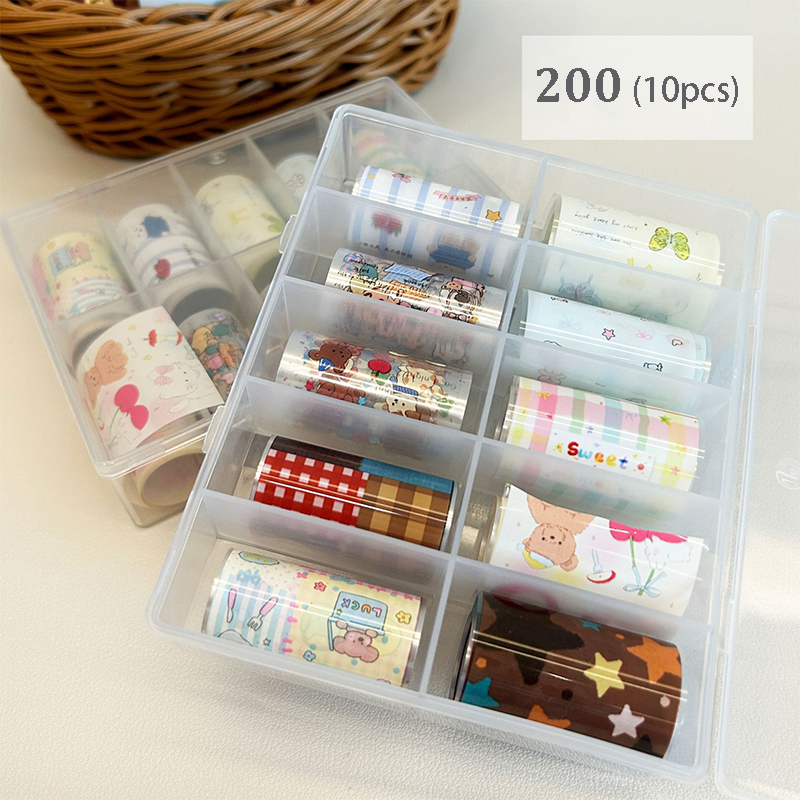 Cute Foil Transfer -1 Roll, 10 Rolls/1 Box Cream Color Korean Collage Nail Art Decals for DIY Decorations Supplies Design