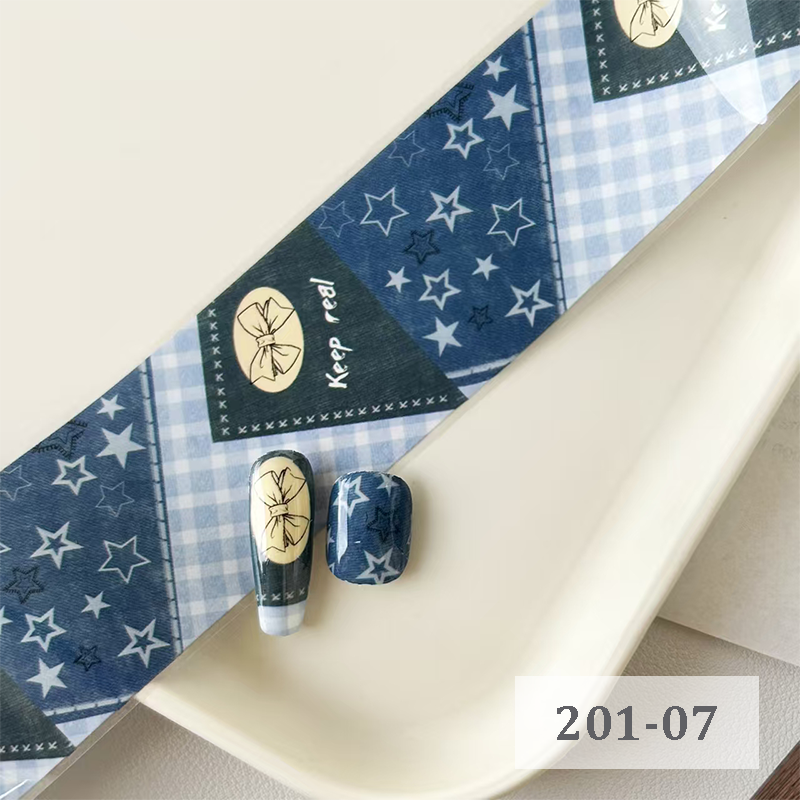 Denim Foil Transfer -1 Roll, 10 Rolls/1 Box Jeans Vintage Chic Nail Art Decals for DIY Decorations Supplies Design